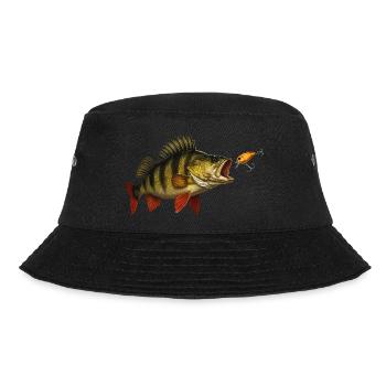 Barsch beim Biss – Raubfisch & Wobbler Design - Bucket Hat - Schwarz - Vorne - Lela (165cm)
