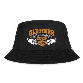 Oldtimer Modell 1986 | Geburtstag Geschenk Cap - Bucket Hat - Schwarz - Vorne - Lela (165cm)