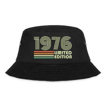 Jahrgang 1976 Retro 1976 Geburtstagsgeschenk - Bucket Hat - Schwarz - Vorne - Lela (165cm)