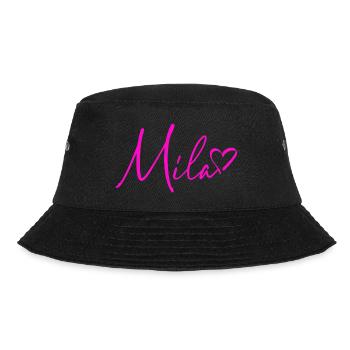 Mila Signatur Neon Pink - Bucket Hat - Schwarz - Vorne - Lela (165cm)