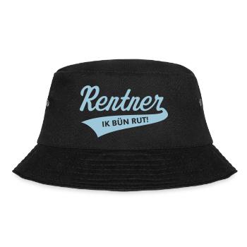 Rentner – Ik Bün Rut! (Plattdeutsch / Skyblue) - Bucket Hat - Schwarz - Vorne - Lela (165cm)