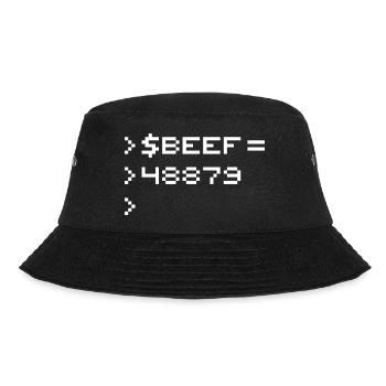 BEEF 8-Bit Code Nerd Pixel Terminal Retro - Bucket Hat - black - Front - Lela (165cm)