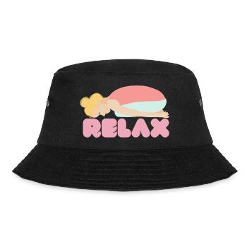 Pastell-Schlaf-Entspannungs-Illustration - Bucket Hat - Schwarz - Vorne - Lela (165cm)