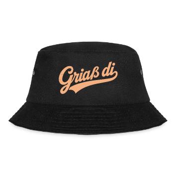 Griaß di Schriftzug - orangerosa - Bucket Hat - Schwarz - Vorne