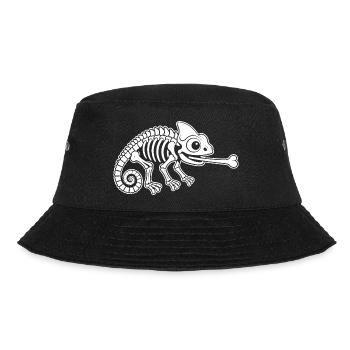 Süßes Skelett Chamäleon Reptil Cartoon Shirt - Bucket Hat - Schwarz - Vorne