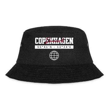Kopenhagen Dänemark Koordinaten Reise Souvenir - Bucket Hat - Schwarz - Vorne