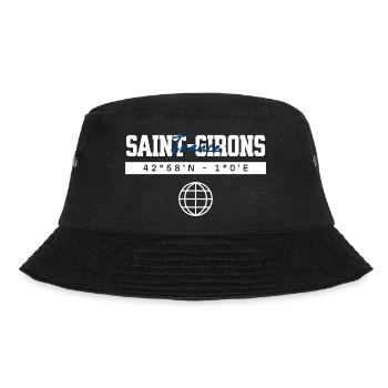 Saint-Girons Frankreich Koordinaten Reise Souvenir - Bucket Hat - Schwarz - Vorne