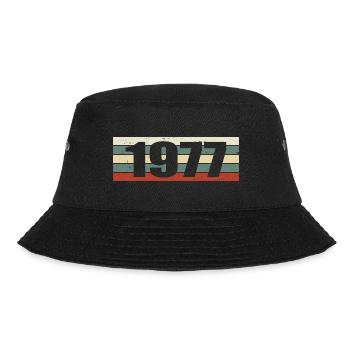 1977 Jahrgang 1977 Geschenk 1977 Geburtstag 1977 - Bucket Hat - Schwarz - Vorne - Lela (165cm)