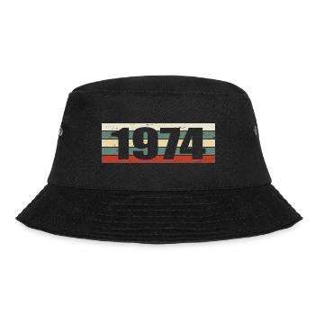 1974 Jahrgang 1974 Geschenk 1974 Geburtstag 1974 - Bucket Hat - Schwarz - Vorne - Lela (165cm)