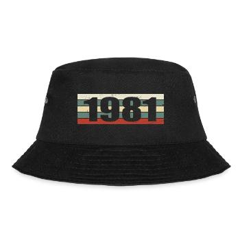 1981 Jahrgang 1981 Geschenk 1981 Geburtstag 1981 - Bucket Hat - Schwarz - Vorne - Lela (165cm)