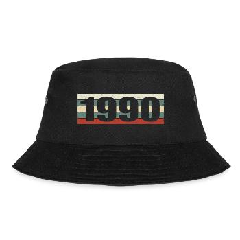 1990 Jahrgang 1990 Geschenk 1990 Geburtstag 1990 - Bucket Hat - Schwarz - Vorne - Lela (165cm)
