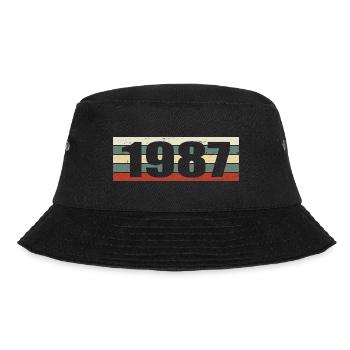 1987 Jahrgang 1987 Geschenk 1987 Geburtstag 1987 - Bucket Hat - Schwarz - Vorne - Lela (165cm)