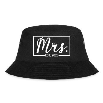 Frau Est. 2023 Verlobung Brautdusche Hochzeit - Bucket Hat - Schwarz - Vorne - Lela (165cm)
