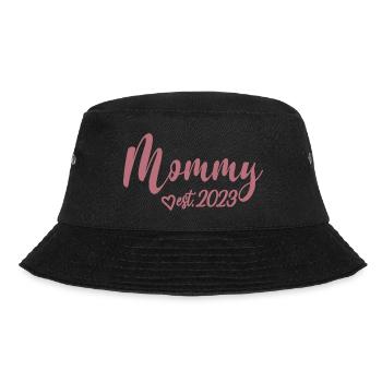 Mommy Est. 2023, Mom To Be, Schwangerschaft enthüllen - Bucket Hat - Schwarz - Vorne - Lela (165cm)