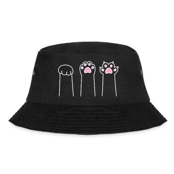 Katze Pfote Spiel Katzenpfoten Stein Papier Schere - Bucket Hat - Schwarz - Vorne - Lela (165cm)