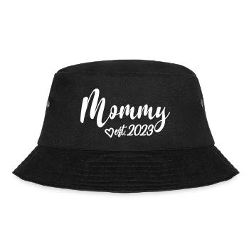 Mommy Est. 2023, Mom To Be, Schwangerschaft enthüllen - Bucket Hat - Schwarz - Vorne - Lela (165cm)