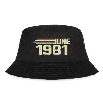 Juni 1981 Jahrestag Juni 1981 Juni 1981 Geburtstag - Bucket Hat - Schwarz - Vorne - Lela (165cm)