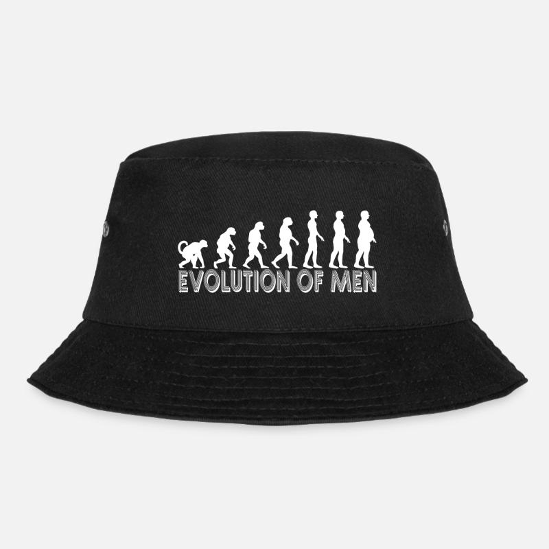 Evolution of men - For men with belly in white - Bucket Hat - black
