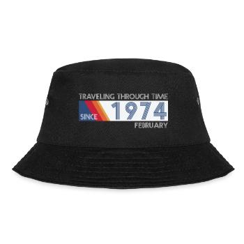 Funny Zeitreise Geburtstags Design February 1974 - Bucket Hat - Schwarz - Vorne - Lela (165cm)