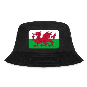 WALES FLAG round corner 400 dpi - Bucket Hat - black - Front - Lela (165cm)