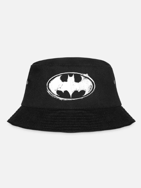 Batman Logo White Chalk - Bucket Hat - black