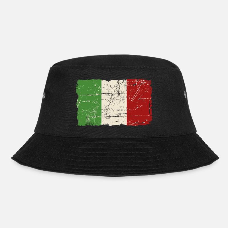 Italy Flag - Vintage Look - Bob - noir