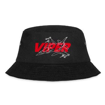 F-16 Viper / Fighting Falcon Düsenjäger / F16 - Bucket Hat - Schwarz - Vorne - Lela (165cm)