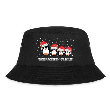 Weihnachten = Familie / X Mas / Pinguine / Schnee - Bucket Hat - Schwarz - Vorne - Lela (165cm)