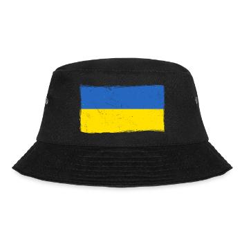 Ukraine Flagge Vintage Ukrainische Fahne Used Look - Bucket Hat - Schwarz - Vorne - Lela (165cm)