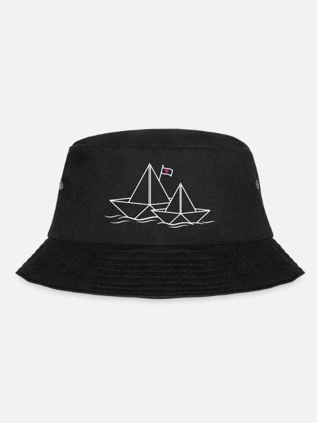 Papierschiffe Herz Liebe Paare Papierboot Schiff - Bucket Hat - Schwarz