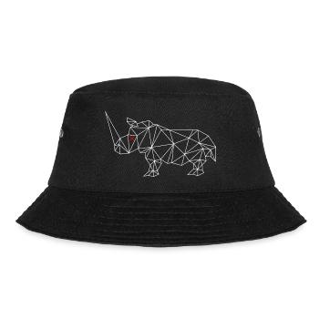Nashorn weiß minimal modern SVENPAINT - Bucket Hat - Schwarz - Vorne - Lela (165cm)