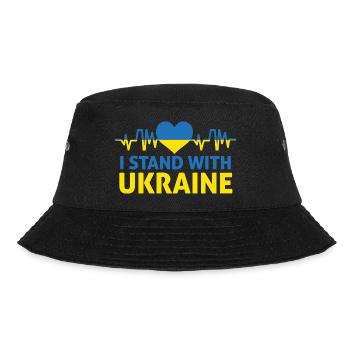 Herzschlag Ukraine - Ich Stehe Mit Ukrainischer - Bucket Hat - Schwarz - Vorne - Lela (165cm)