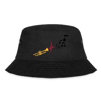 Noten Herzschlag Trompete - Bucket Hat - Schwarz - Vorne - Lela (165cm)