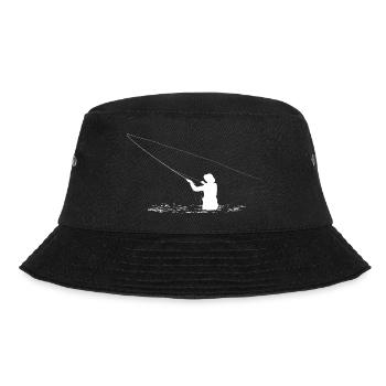 Fliegenfischer Fischen Angler - Bucket Hat - Schwarz - Vorne - Lela (165cm)