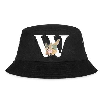Buchstabe W Blumen - Bucket Hat - Schwarz - Vorne - Lela (165cm)