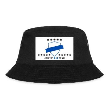 JOIN THE BLUE TEAM // WHITE VERSION - Bucket Hat - Schwarz - Vorne - Lela (165cm)