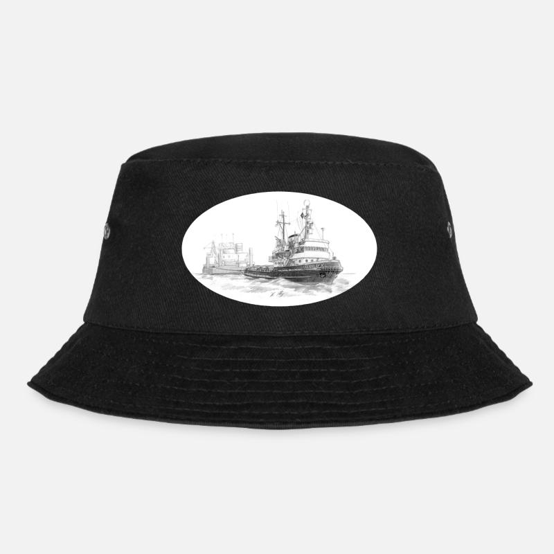 Sea tug with trailer - Bucket Hat - black