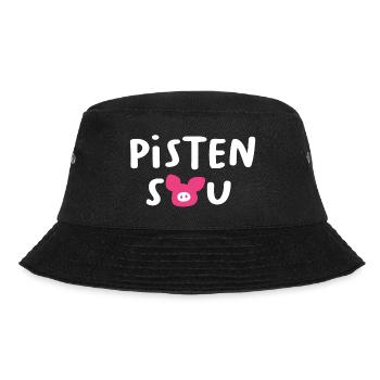Pistensau Schwein Handschrift Après-Ski Skiurlaub - Bucket Hat - Schwarz - Vorne - Lela (165cm)