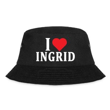 T-Shirt Ich liebe Ingrid T-Shirt Geschenkidee - Bucket Hat - Schwarz - Vorne - Lela (165cm)