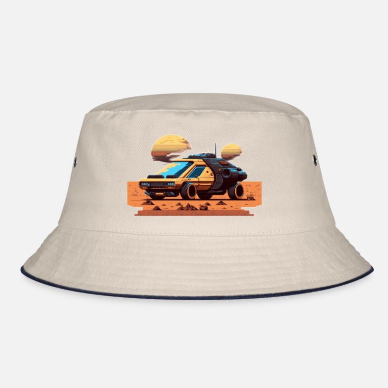 Car on Mars in retro 8-bit video game look Bucket Hat