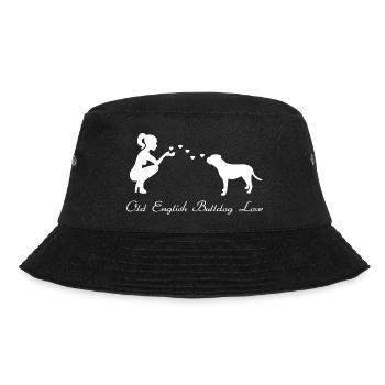 Old English Bulldog mit Frau - Bucket Hat - Schwarz - Vorne - Lela (165cm)