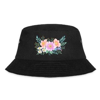 Flower frame with plenty of space for your own text - Bucket Hat - black - Front - Lela (165cm)