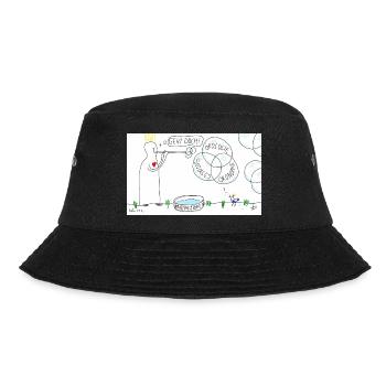 Nachhaltigkeit? Aber klar! - Bucket Hat - Schwarz - Vorne - Lela (165cm)