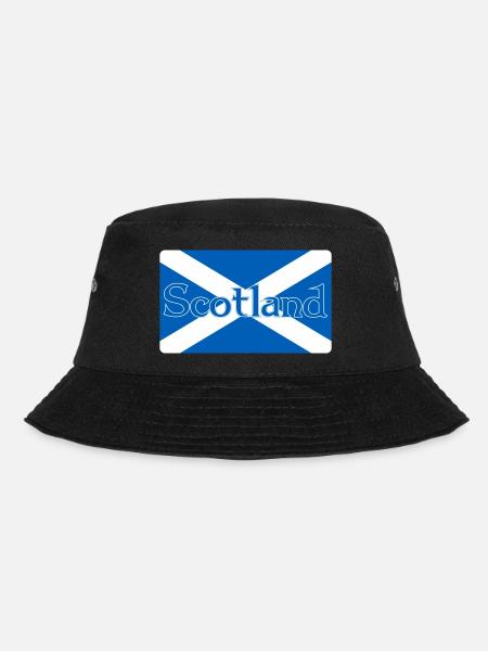 Scotland Flag with text on top - Bucket Hat - black