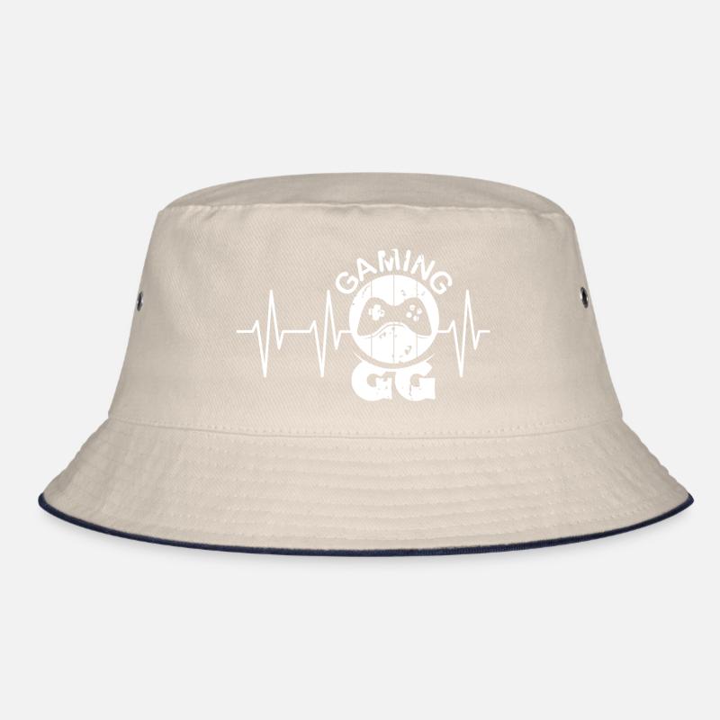 gamer gaming controller heartbeat gg pulse Logo Bucket Hat