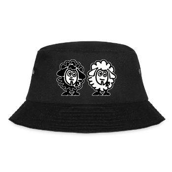 Beide Schafe - Zwillinge - Bucket Hat - Schwarz - Vorne - Lela (165cm)