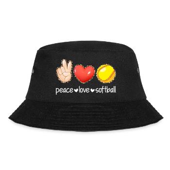 Peace Love Softball Leopard Print Girls Softball - Bucket Hat - black - Front - Lela (165cm)