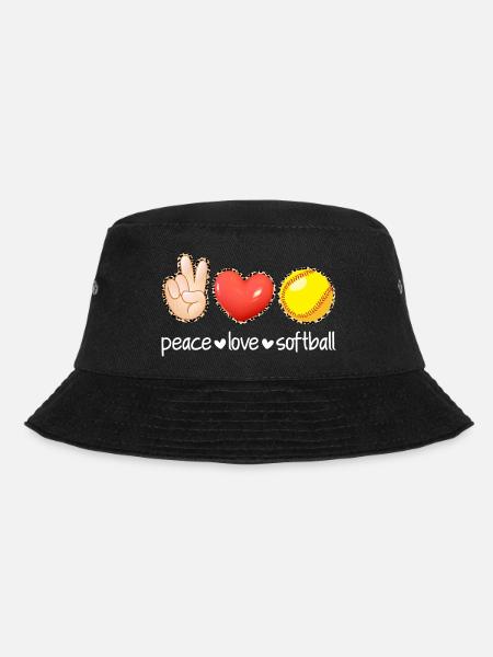 Peace Love Softball Leopard Print Mädchen Softball - Bucket Hat - Schwarz