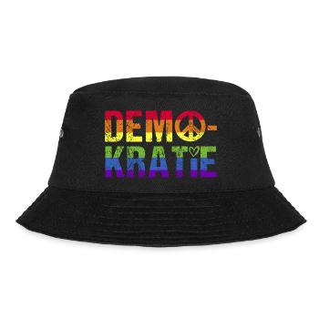 Demokratie nie wieder ist jetzt Demonstration bunt - Bucket Hat - Schwarz - Vorne - Lela (165cm)