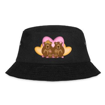 Liebe Bären Familie mit rosa und gelbe Herzen. - Bucket Hat - Schwarz - Vorne - Lela (165cm)